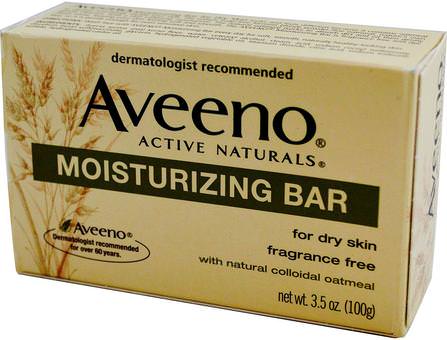 Active Naturals, Moisturizing Bar, Fragrance Free, 3.5 oz (100 g) by Aveeno, 面部護理，身體 HK 香港