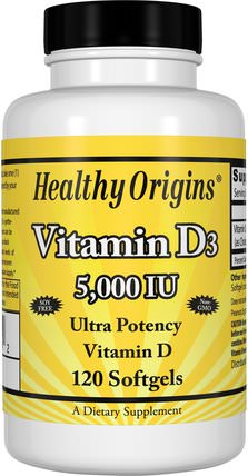 Vitamin D3, 5.000 IU, 120 Softgels by Healthy Origins, 維生素，維生素D3 HK 香港