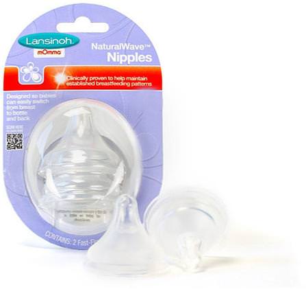 mOmma, NaturalWave Nipples, 2 Fast-Flow Nipples by Lansinoh, 兒童健康，兒童食品，嬰兒餵養，嬰兒奶瓶 HK 香港