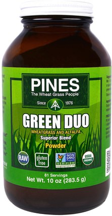 Green Duo Powder, 10 oz (283.5 g) by Pines International, 草藥，苜蓿，超級食品，小麥草 HK 香港
